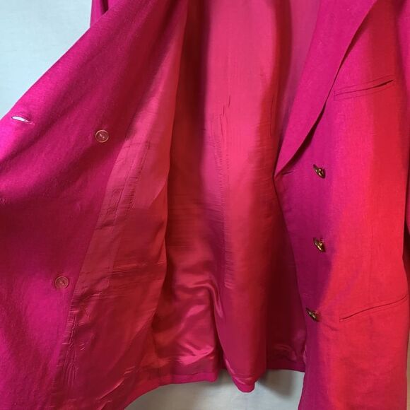 Vintage Brownstone Studio Pink Linen Blend Double-Breasted Women's Blazer Sz 12 - Picture 7 of 13